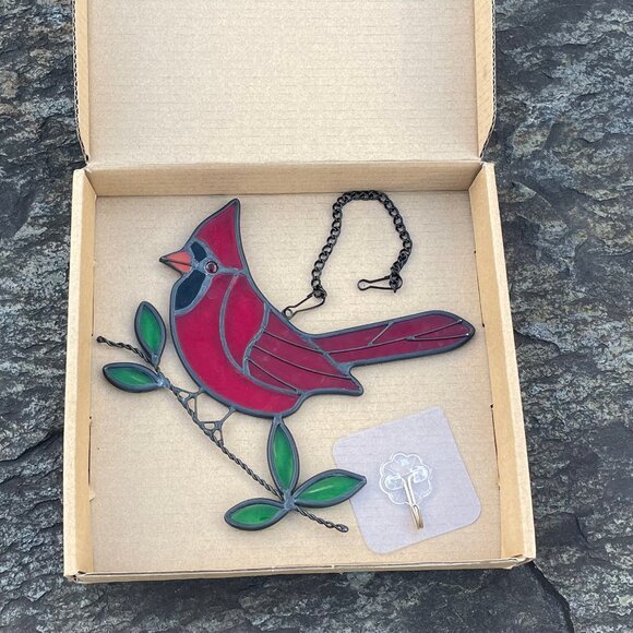 Beautiful, Stained Glass, Red Cardinal Sun Catcher (NWOT) - Picture 5 of 7